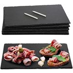 Hacaroa 6 Pieces Slate Cheese Board, 12" x 8" Black Charcuterie Boards Natural Slate Stone Plate Tray, Gourmet Serving Platter for Meats, Fruits, Parties, Appetizers