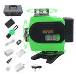 TOMAHAWK® TLL-D-16-N2 Laser Level |16 Lines Green Laser Level Pro - 25m, 4x360° 4D Green Cross Self-Levelling Professional Laser Line for Construction with Two 360° Vertical/Horizontal Laser