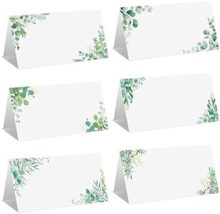 48 Pcs Watercolor Greenery Place Cards Green Leaves Seating Name Tags Boho Eucalyptus Placecard Holders Seating Place Cards Elegant Name Tents for Wedding Baby Shower Party Dinner Supplies