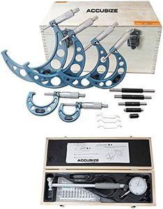 Accusize Industrial Tools 6 Pc 0-6'' Ultra-Precision Outside Micrometer Set Plus a 2-6'' Dial Bore Gauge Set, 0906-1006