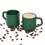 Eha Earth-Friendly Comfy Coffee Cup Set of 2 | 200 ml | Made with Rice Husk & Bamboo Fibers | Microwave Safe | for Hot & Cold Coffee Mug, Tea & Milk | Natural Matte Finish | Fern