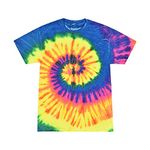 Krazy Tees Colortone Tie Dye T-Shirt, Blue Neon Rainbow-S