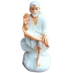 OM SAI Home and Office Decor Italian Marble Statue Dust Saibaba Ashirwad Murti (White, Standard)