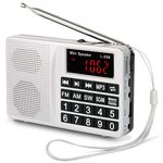 PRUNUS L-258 Small Radio Portable and Mains, AM(MW)/SW/FM Radio Rechargeable with Bass Speaker, Large Button and Display. Stores Stations Automatically.(NO Manual Memory Stations Function)