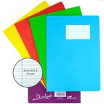 Durabook A4 8mm F&M 5 Assorted Colour Exercise Books, Pack of 5, 80 Page Durable Matt Laminated Water-Resistant Cover, Ruled & Margin School Notebook, Great Office, Home & School Supplies