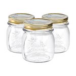 Bormioli Rocco Quattro Stagioni Glass Storage Jars - Traditional Kitchen Food Canister with Screw Top Lid - 250ml - Pack of 3