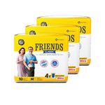 Friends Classic Adult Diapers Pants Style - 30 Count (Medium) with odour lock and Anti-Bacterial Absorbent Core- Waist Size 25-48 inch ; 63.5-122cm