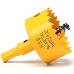 55mm Hole Saw, HSS Bi-Metal Hole Cutter with Drill Bit, Heavy Duty Hole Saw for Wood, Plastic, Drywall, Fiberglass, Yellow