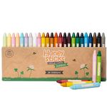 Honeysticks Jumbo Crayons (24 Pack) - Non Toxic Crayons for Kids - 100% Pure Beeswax and Food Grade Colours - 24 Bright Colours - Large Crayons, Easy to Hold and Use - Sustainably Made in New Zealand