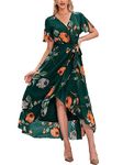 BerryGo Women's 2024 Floral Ruffle Wedding Guest Wrap Maxi Dress Boho Bridesmaid Long Flowy Party Dress, A1-floral-sega Green, Medium