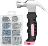 560pcs Small Nails for Hanging Pictures Assortment Kit & 325g Small Hammer, Mini Hammer Set with Hardware Nails Assorted Set, 280 Wall Nails & 280 Finishing Nails