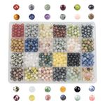 GangGangHao 960pcs Natural Stone Beads Crystals Round Genuine Real Stone Beading Loose DIY Gemstone for Bracelet Jewelry Making(6mm,24 Color)