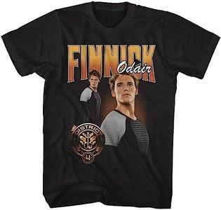 American Classics Hunger Games Movie Finnick Odair Duo Photo Adult Short Sleeve Vintage Style Graphic Tees (Black)