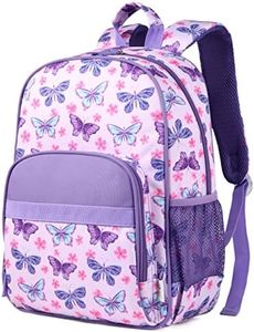 Preschool Backpack,RAVUO Cute Kids School Backpacks Lightweight Water Resistant Girls Toddler Bookbag with Chest Strap (Purple Butterfly)