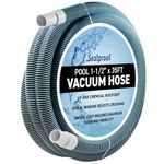 Swimming Pool Vacuum Hose 1-1/2" x 35-Ft, Swivel Cuff Kinkproof Design, Made in USA, Connects to Vacuum Head, Skimmer, Filter Pump for Cleaning In Ground and Above Ground Pools