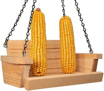 JCs Wildlife Cedar Squirrel Swing Corn Cob Feeder - Holds 2 Ears of Corn - Squirrel Feeder, Squirrel Corn Feeder Chair - Cute Swing Feeder for Squirrels - Fill with Corn and Hang