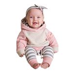 Baby Boys Girls Long Sleeve Pullover Hooded Sweatshirts Top+Pants Infant Hoodie Tracksuit Clothes Outfits Set (3-6 Months, Pink (Stripe))