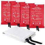 Fire Blanket for Home, Fiberglass Emergency Fire Blanket for Kitchen Suppression Flame Retardant Blankets for House, School, Fireplace, Camping, Grill, Car, BBQ, Warehouse