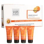 SARA Orange 4-Step Fruit Facial Kit For Brightening & Natural Organic skin | All in 1 ( Cleansing + Scrub + Cream + Mask ) | Suitable For All Skin Type , (4 x 50 )g