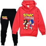 Kids Pullover Hoodies and Sweatpants 2 Piece Tracksuit Jogging Pants Sweatshirt Set for Boys Girls, Red, 4-5 Years