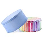 Cornucopia Cookie Tins (Set of 2, Blue and Rainbow); Round Baking and Cake Tins for Special Occasions and Holidays, 7.75-Inch Wide by 3.6-Inch Tall