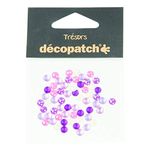 Décopatch - Ref BJ001O - Trésors Plastic Embellishments - 5mm Decorative Gems - Ideal for Decorating Décopatched Items - Pink & Purple Colour, Pack of 60