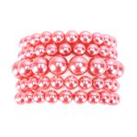 Rosemarie & Jubalee Women's Statement Set of 5 Stacking Pearl Bead Stretch Bracelets, 2.5"