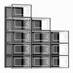 Kuject Large Shoe Boxes, Fit UK Size 12, Clear Stackable Shoes Storage Organiser, Plastic Sneakers Containers, Substitute for Shoe Rack, Space Saving for Entryway, Closet, 12-Pack, Black