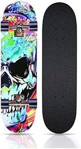 Skull Skateboards for Beginners Kids Boys Girls and Adults,31''x8'',7-Layer Maple,Double Kick Concave,Fascinating Cool,Solid&Durable (Colorful Skeletons 02)