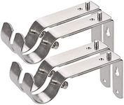 Curtain Rod Bracket Set of 4 for 1 Or 1 1/8 Inch Rods, Adjustable-Satin Nickel