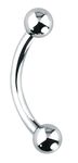 Forbidden Body Jewelry 14g 10mm Internally Threaded Surgical Steel Curved Piercing Barbell, 4mm Balls