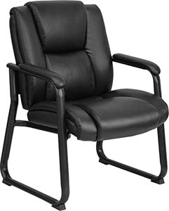 Flash Furniture Reception/Office Side Chair, Black Soft Leather, W 29.1 x D 31.1 x H 41.7 inches (74 x 79 x 106 cm)