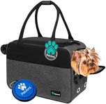 PetAmi Airline Approved Dog Purse Carrier | Soft-Sided Pet Carrier for Small Dog, Cat, Puppy, Kitten | Portable Stylish Pet Travel Handbag | Ventilated Breathable Mesh, Sherpa Bed (Heather Charcoal)