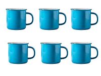 MECOWON 14 OZ Porcelain Coffee Mugs, Set of 6 Mugs for Coffee, Tea, Milk, Cocoa, Sky Blue