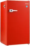 Upstreman 3.6 Cu.ft Small Refrigerator without Freezer, Red Retro Mini Fridge, Manual Defrost, Adjustable Thermostat, Side Bottle Opener, Small Fridge for Office, Bedroom, Dorm-CR35