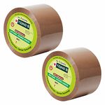 YAJNAS BOPP Packaging Tape | 48 mm x 50 Meter (2 Inch x 50 Meter) | Packing Tape Rolls, Heavy Duty Tape, Cello Tape for Packaging, Decorating & DIY- 50 Micron, Brown, Pack of 2