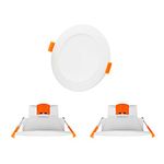 ENUOTEK Dimmable 10W LED Round Downlights, Recessed Ceiling Lights, Warm Cool White Lighting Color Adjustable 3000K 4000K 5000K, 220V-240V, Cut Out Diameter 90-105MM, IP44 Dampproof, 3 Lamps