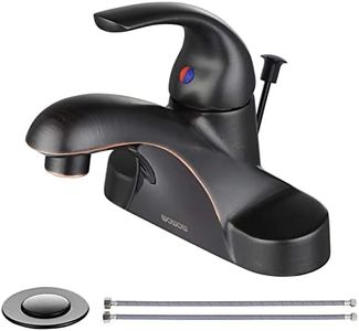 WOWOW Single Handle Commercial Bathroom Faucet Oiled Rubbed Bronze 4 inch Centerset Bathroom Basin Sink Faucets One Handle Vanity Faucets Basin Mixer Tap with Lift Rod Drain Assembly