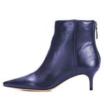 Women's Stylish Pointed Toe Elegant Low Kitten Heel Ankle Boots Zipper Autumn Winter Stiletto Boots Blue Size 39