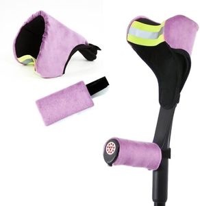 Elbow Brace Protective Cover Set, Hand Grip & Elbow Protection Sleeve Pads for Crutches, Shock-Absorbing Forearm Support, Anti-Slip Comfort Fit for Small to Medium Hands, Purple