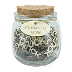 Jar of Fucks Gift Jar, Fucks to Give Gag Gifts MDF Fuck Wooden Letters Piece Bad Mood Vent Spoof Funny Stress Relief Gifts Birthday Gift Ideas Christmas Gifts Holiday Novelty Gifts Gift for Friend-5oz