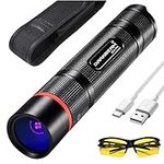 DARKBEAM UV Torch Filtered 365nm Black Light Wood's lamp, USB Rechargeable Blacklight, LED Ultraviolet Flashlight, Powerful Mini Portable Detector for Pet Urine, Leak Detection, Resin Curing