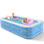 CACSPS Inflatable Swimming Pools, 60" X 40" X 20" Full-Size Inflatable Pool for Kids and Adults, Durable Family Lounge Pool, Kiddie Pool for Backyard, Garden or Indoor