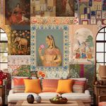 PAPER PLANE DESIGN Indian Ethnic Wallpaper Mural (8 FEET X 10 FEET, SELF Adhesive Vinyl)