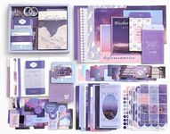 VIBE VISTA Vintage Aesthetic Scrapbook Kit, 346 Pcs, A6 Grid Notebook, Washi Stickers, Envelopes, Scrapbook Papers, Folding Labels, Background Papers, Photo Frames, Calendar Stickers, Stickers (moon light)