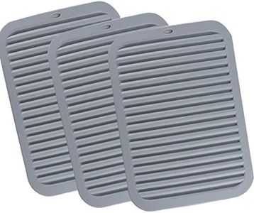 3PCS Grey Silicone Kitchen Mat for Worktop, Table Protector Heat,Hot Dishes,Pots and Pans - Waterproof Trivet mat, Non-Slip Table Mats and Coasters,Silicone Table Mat(30×23cm)