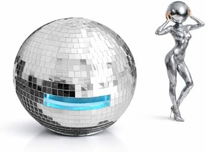 Disco Ball Helmet with Reflective Mirror Glass, Handmade Breathable Disco Helmet Costume Hat for Men Women, Sparkly Party Headwear for DJ Club Bar, Halloween, Festivals (11.8 inches)