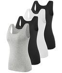 Vislivin Basic Tank Tops for Women Undershirt Tanks Tops Lightweight Camis Tank Tops 4 Pack Black/White/Black/Gray S