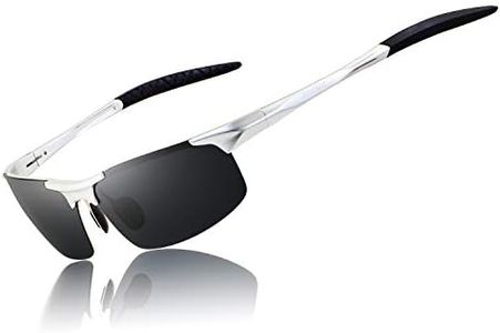 RONSOU Men Sport Al-Mg Polarized Sunglasses Unbreakable for Driving Cycling Fishing Golf silver frame/gray lens