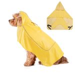 VavoPaw Dog Raincoat, Adjustable Dog Raincoat for Large Medium Small Dogs, Waterproof Dog Jacket with Clear Hood & Reflective Strips, Dog Rain Coat Poncho with Magic Tape, Yellow, M